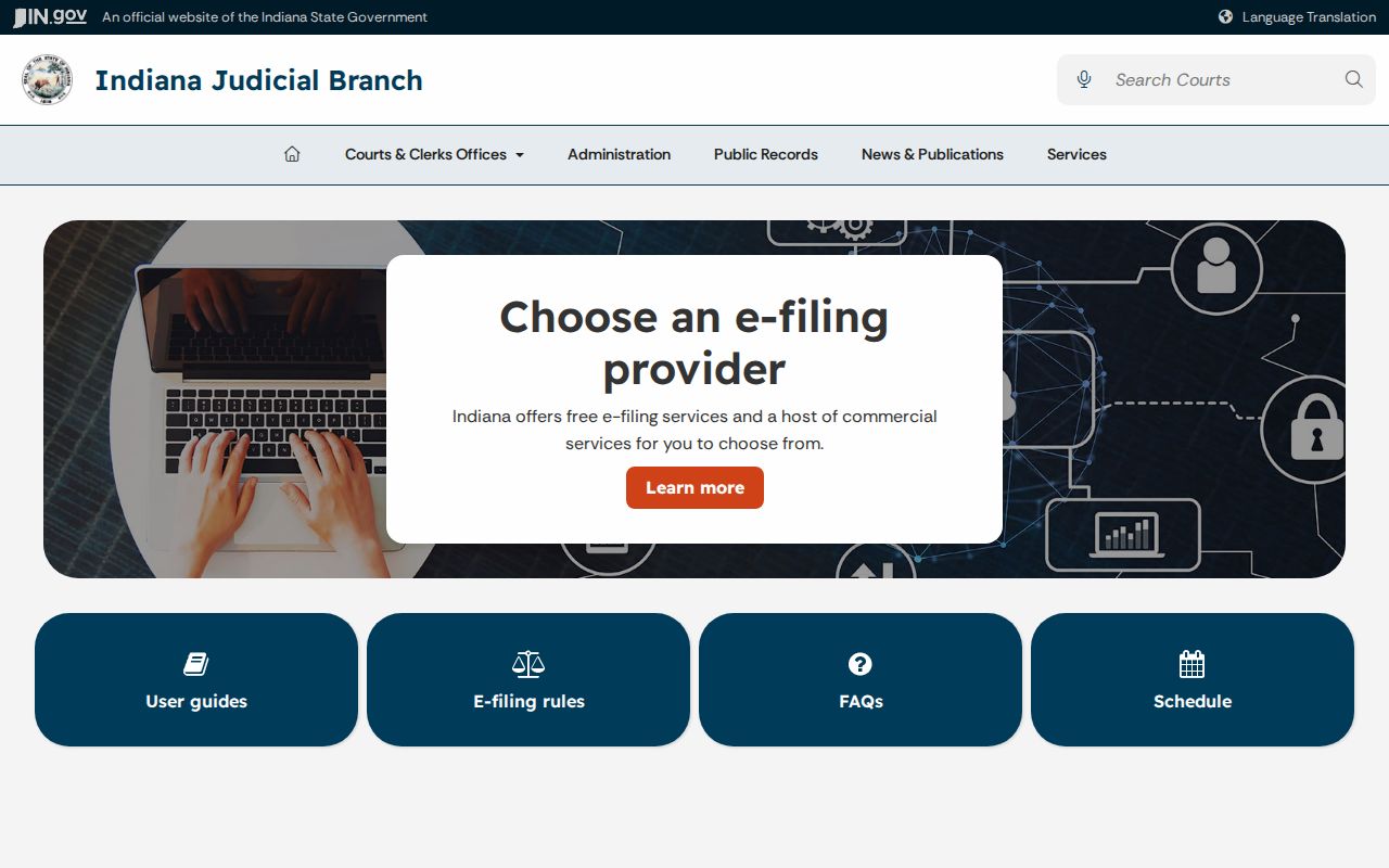 Indiana e-filing overview for Blackford civil dockets