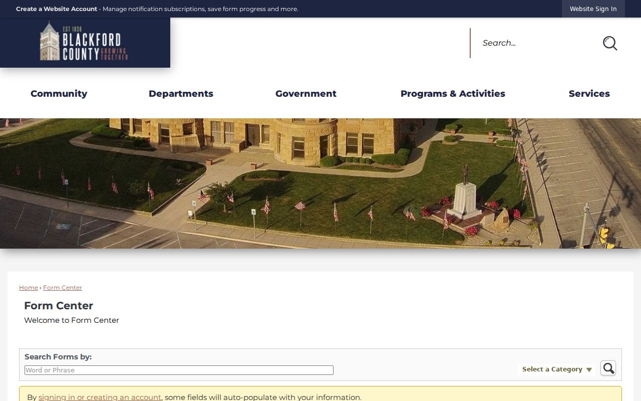 Blackford County Clerk contact form for court record inquiries