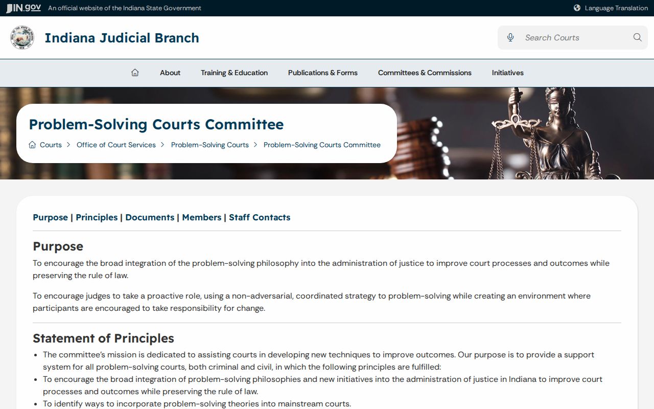 Indiana Problem-Solving Courts Committee information